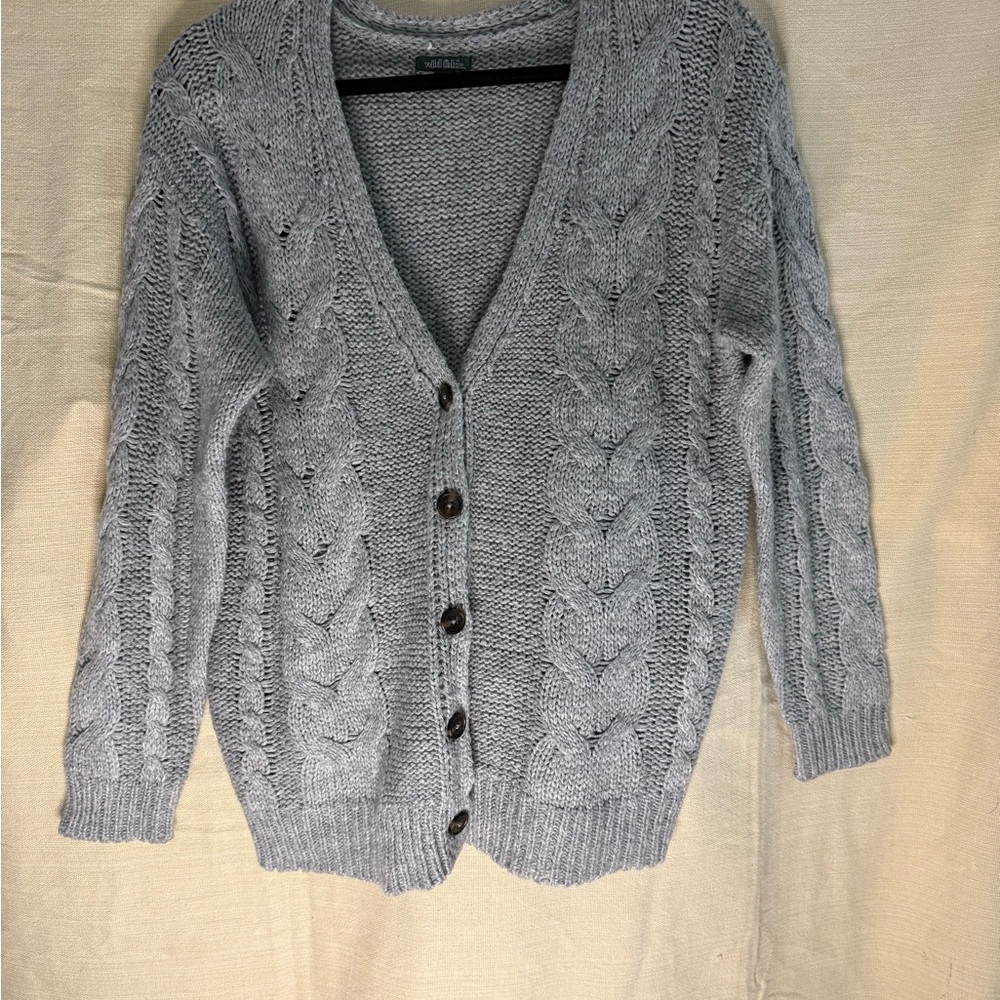Wild Fable Gray Cable Knit Cardigan